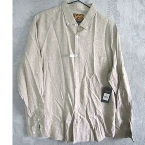 Johnny Bigg Men's Biscuit Linen Blend Long Sleeve Button Down Shirt XL